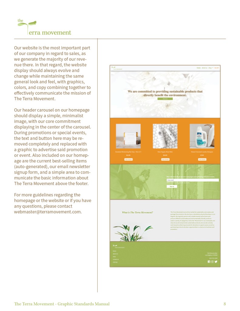 Graphic design print design mockup of The Terra Movement Graphic Standards Manual Website HTML CSS