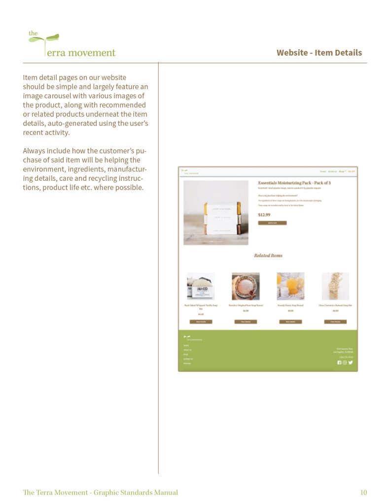 Graphic design print design mockup of The Terra Movement Graphic Standards Manual Website Product Item Details