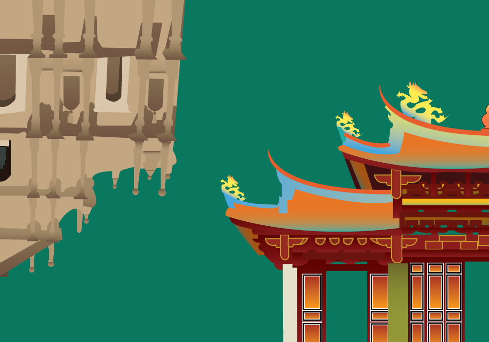 graphic design mockup of print design Macau travel postcard